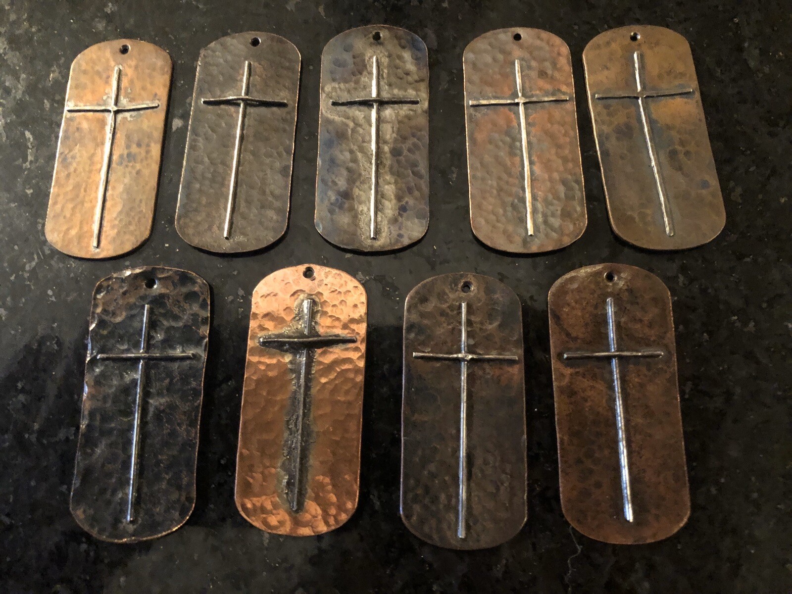 Hand Made Copper & Sterling Silver Dog Tag Style Pendant 1 Each, Color Varies