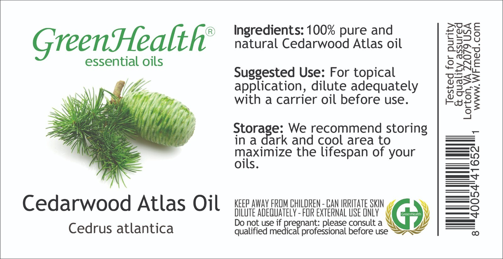 4 fl oz Cedarwood Atlas Essential Oil (100% Pure & Natural) – GreenHealth