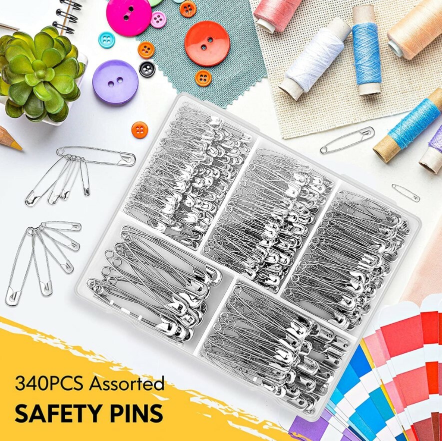 350 Pcs Safety Pins Assorted Sizes Safety Pins Set for Sewing Craft Cloth Large