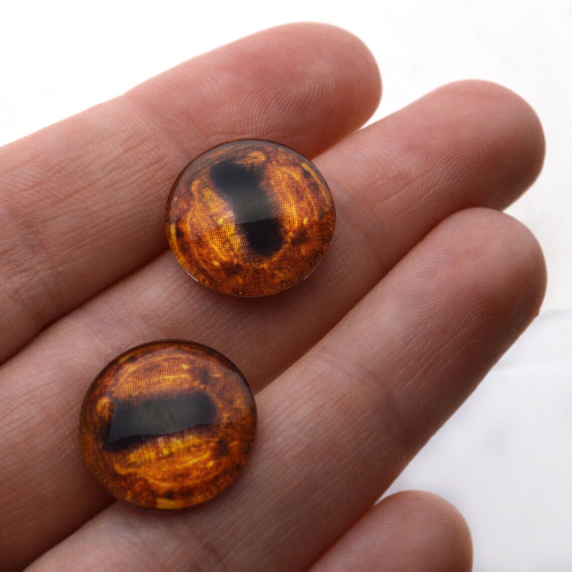 Pair Amber Horse Glass Eyes Jewelry Doll Taxidermy Flatback Cabochons