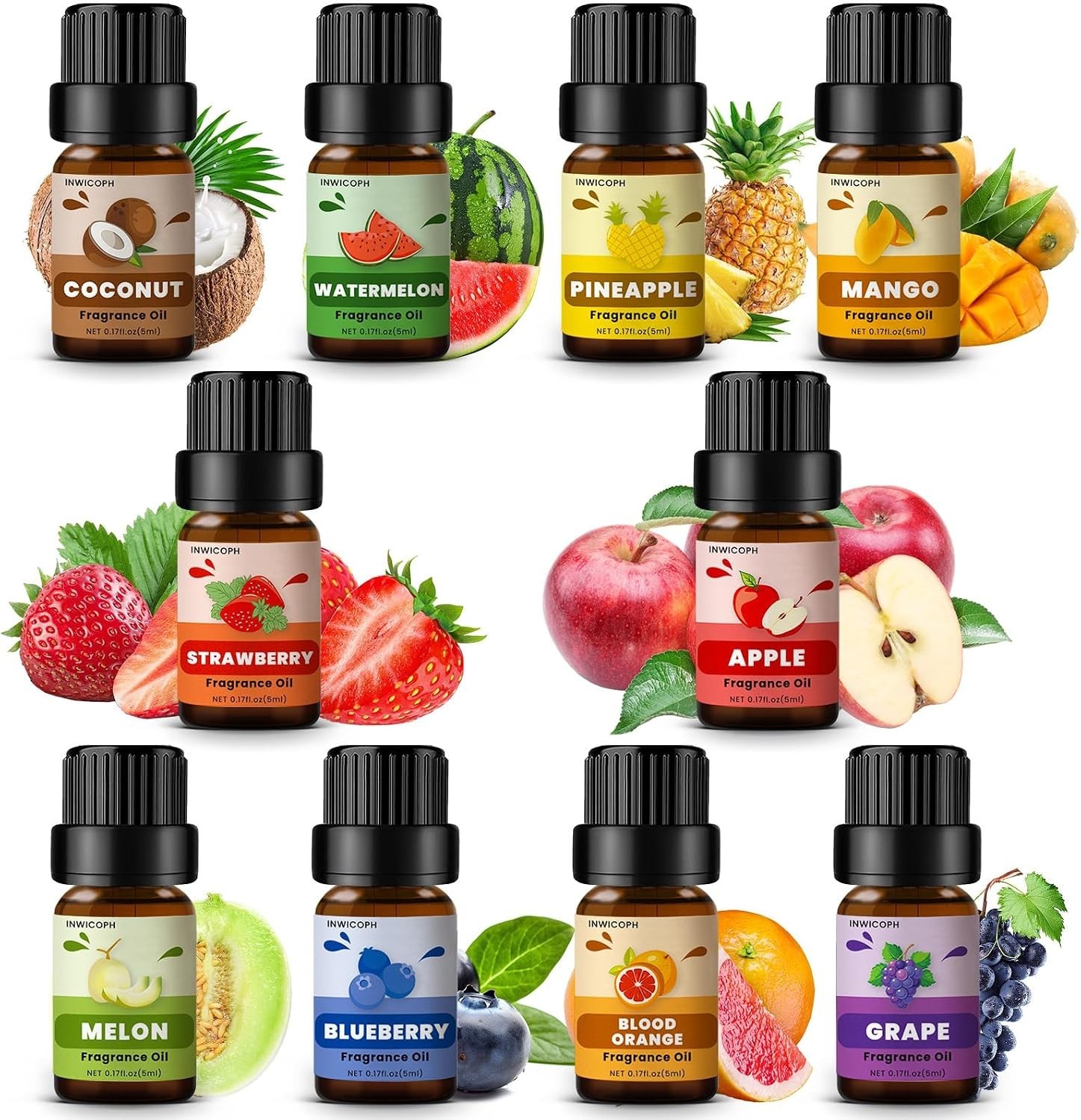 Fruity Fragrance Oil for Candle & Soap Making, Essential Oils 5ml x 10 – Blu…