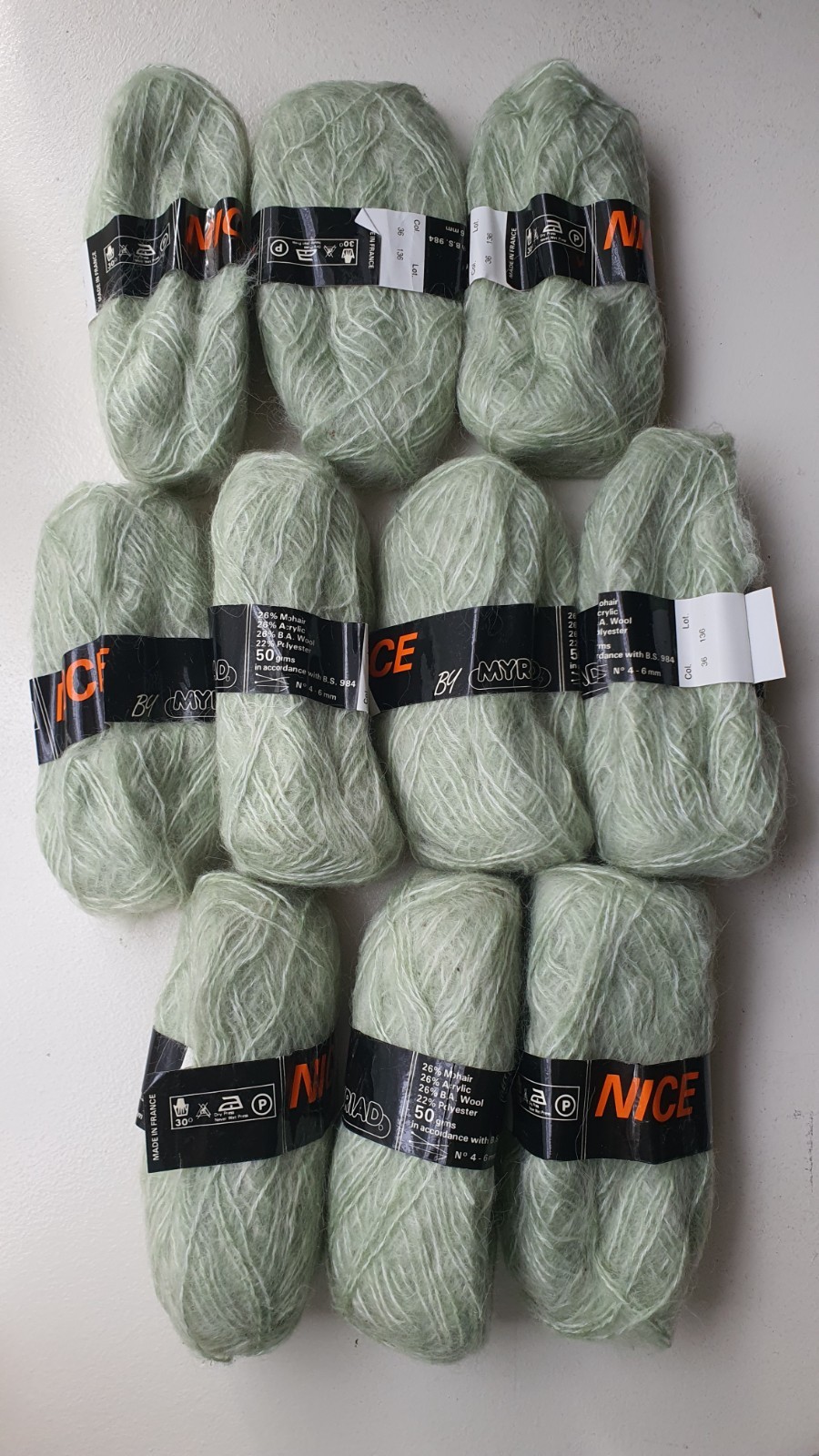 Mohair Wool Acrylic Blend 50 gram each Lot of 10 Nice by Myriad Made in France