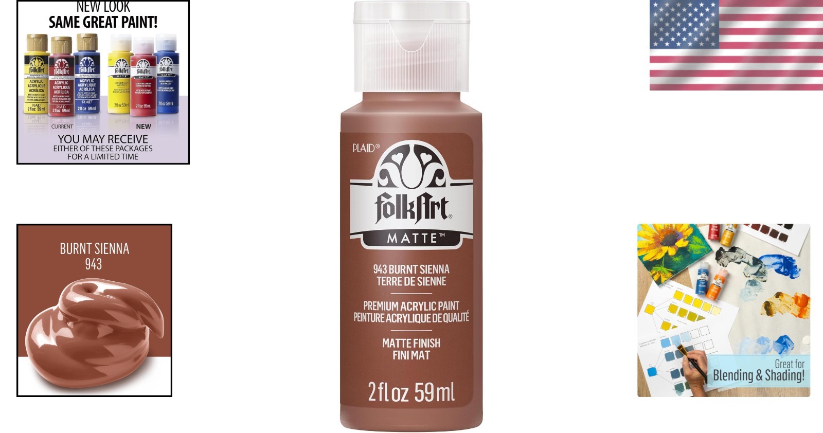 FolkArt Acrylic Paint 2 oz – Burnt Sienna Matte Finish for Versatile Creations