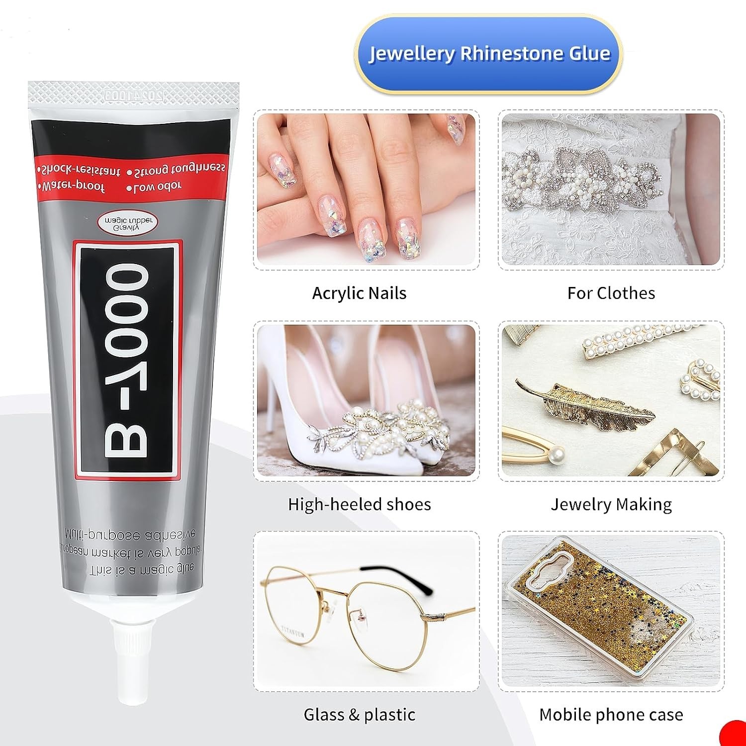 B-7000 Glue Clear for Rhinestone Crafts, Jewelry and Bead Adhesive B7000 Semi