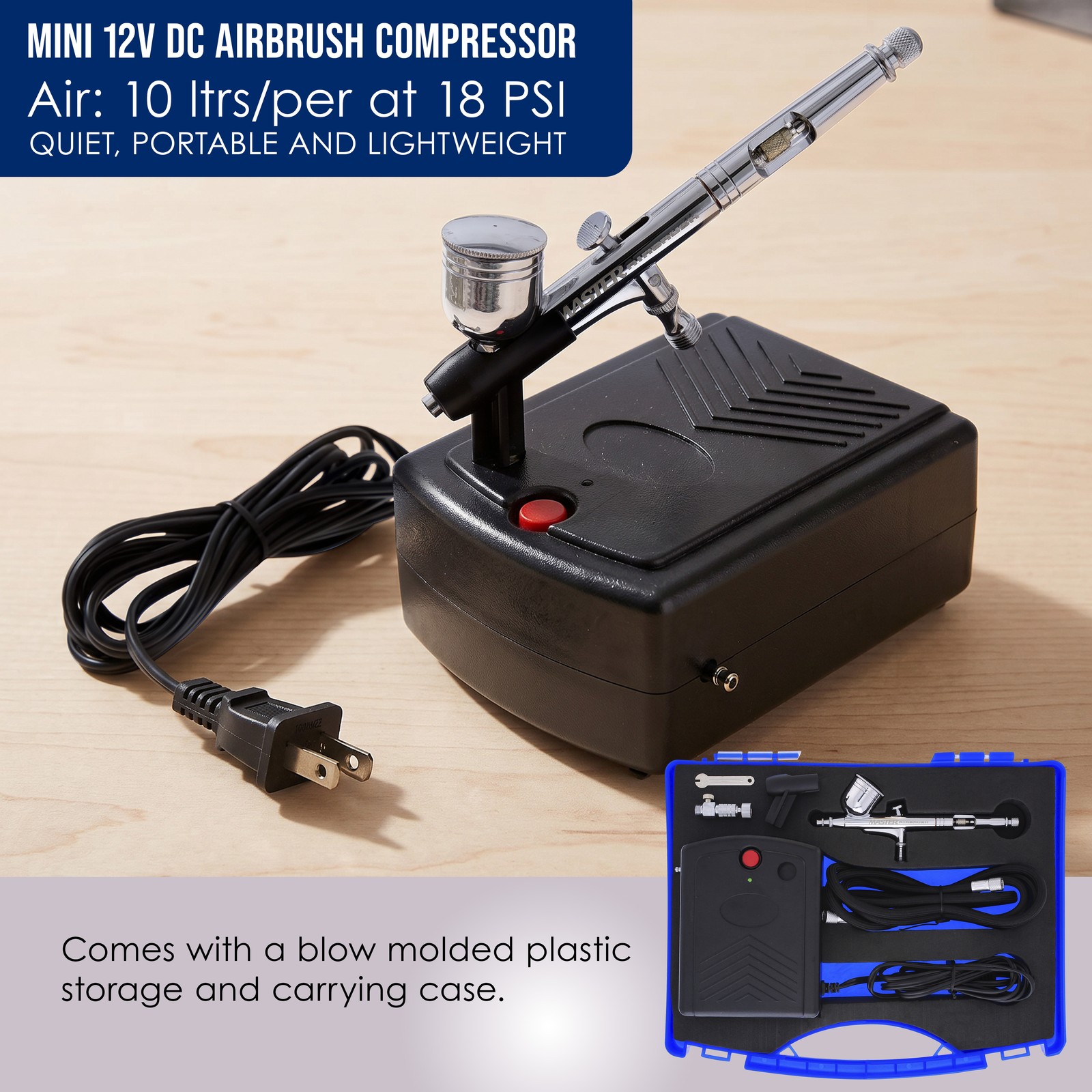 Master G23 Gravity Feed Airbrush Kit Mini Air Compressor, Hobby Craft Art Cake