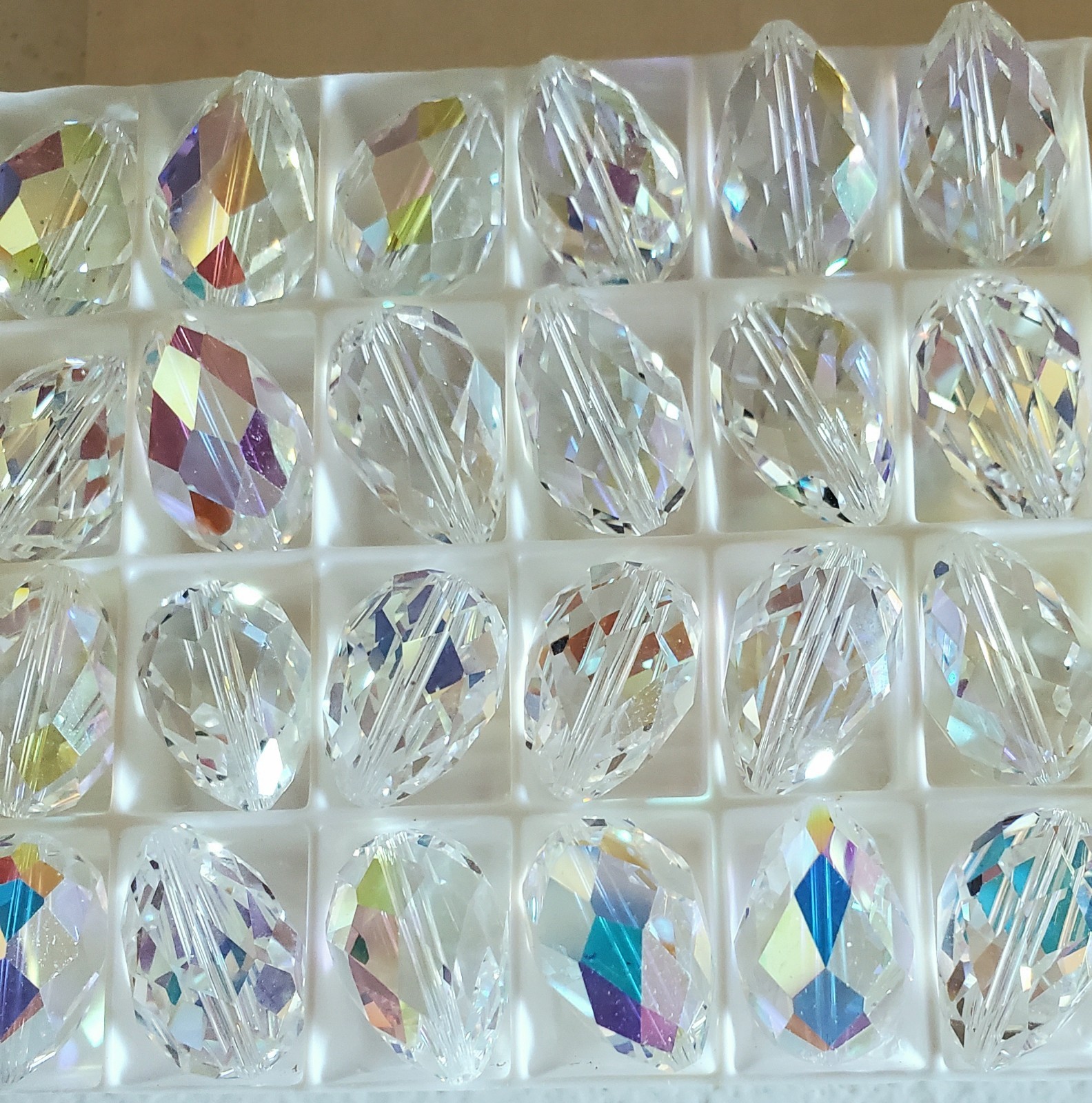 Vintage Swarovski 5500 18x12mm Large Teardrop beads Crystal AB (2pcs)