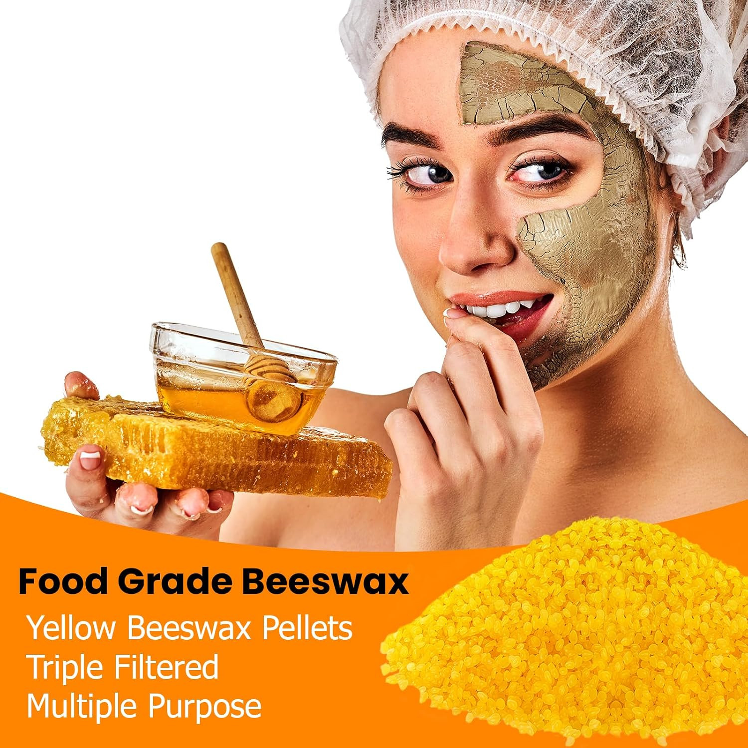 5LB Yellow Beeswax Pellets Food Grade Beeswax Triple Filtered Beeswax