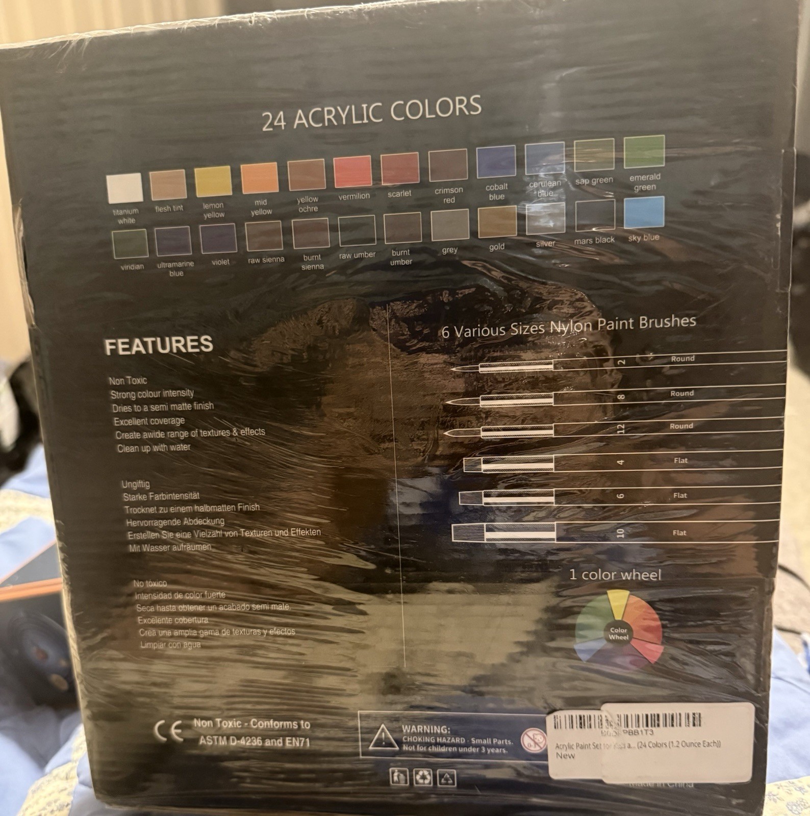 30 Pack Premium Acrylic Paint Set 24 Acrylic Colors Six Various Sizes Brushes