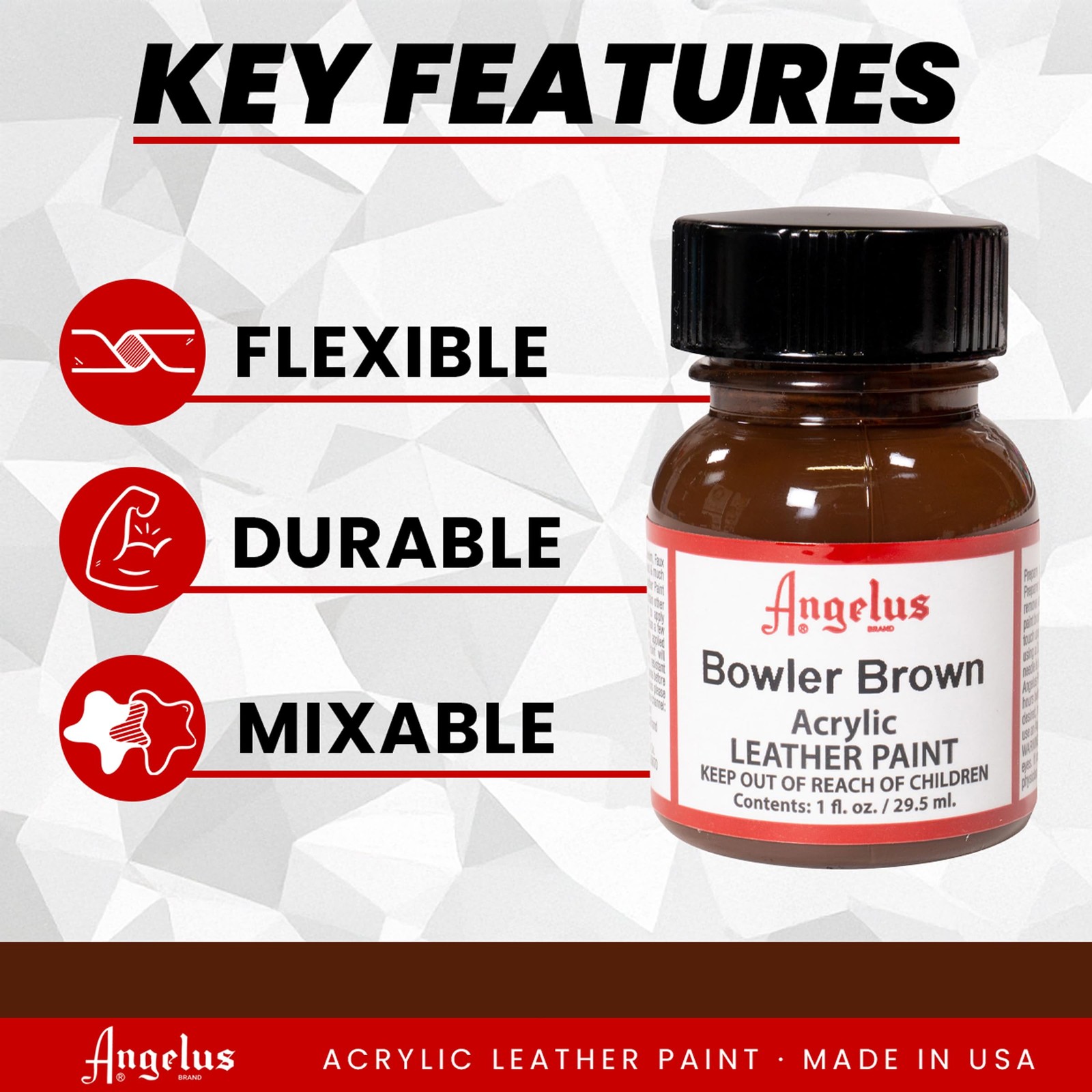 Angelus Acrylic Leather Paint, 1 Fl Oz 1 (Pack of 1), Bowler Brown