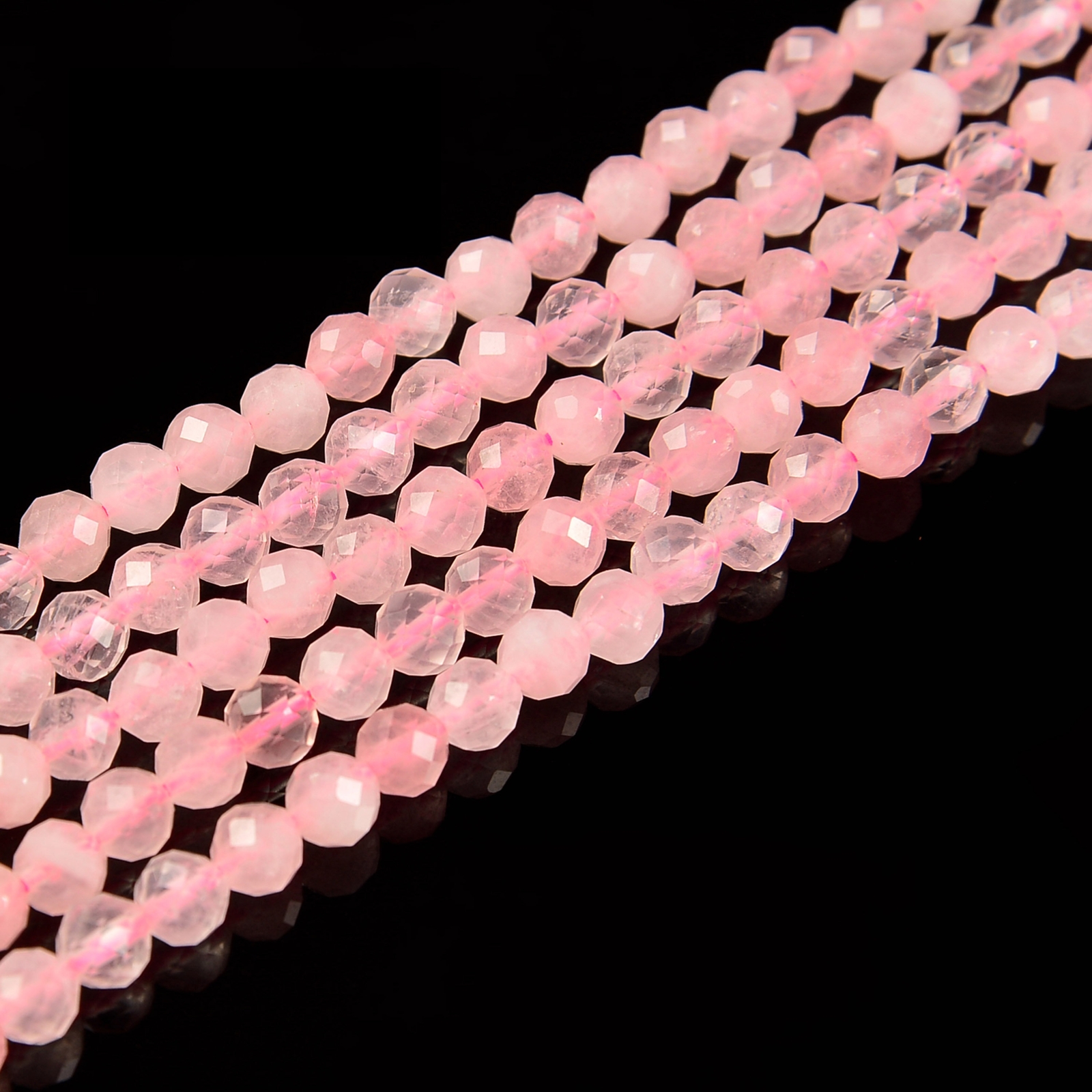 Natural Rose Quartz Faceted Round Beads Size 2mm 3mm 4mm 5.5mm 15.5″ Strand
