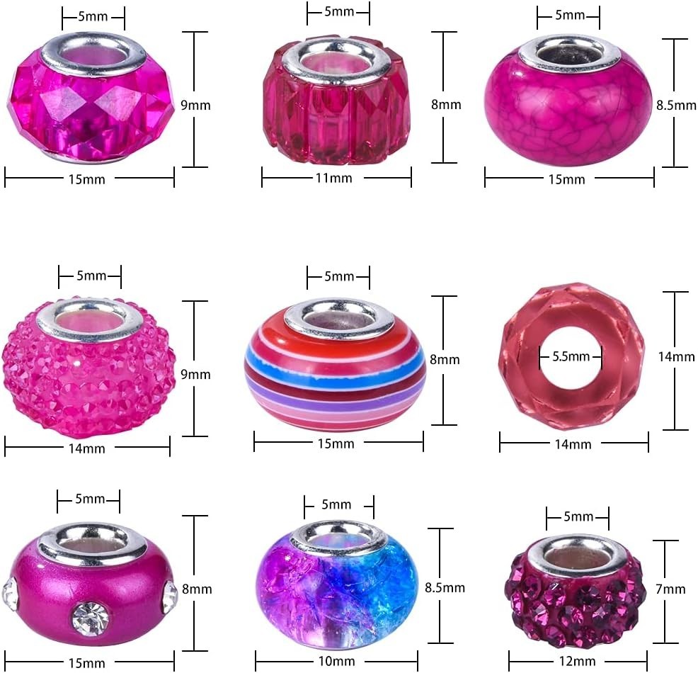 200-Piece Rainbow European Large Hole Beads Set for Vibrant Jewelry Making