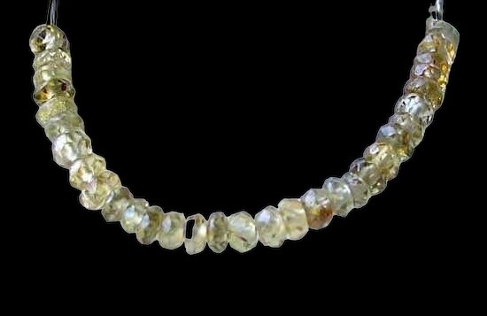 Green Tea Zircon Faceted Roundel Beads | 3×2-2x1mm } 5 Beads |