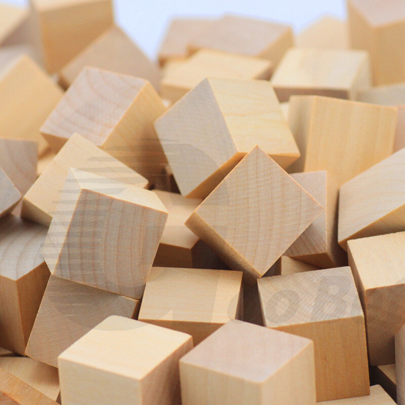 Wooden Cube Solid Plain Natural Hard Wood Blocks 8x8x8cm Art Craft Building DIY