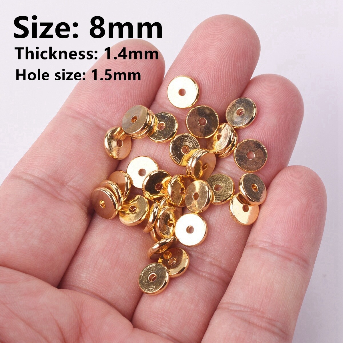 Flat Gold/Silver/Rose Gold Round 4/5/6/7/8/10/12/14mm Brass Metal Loose Beads