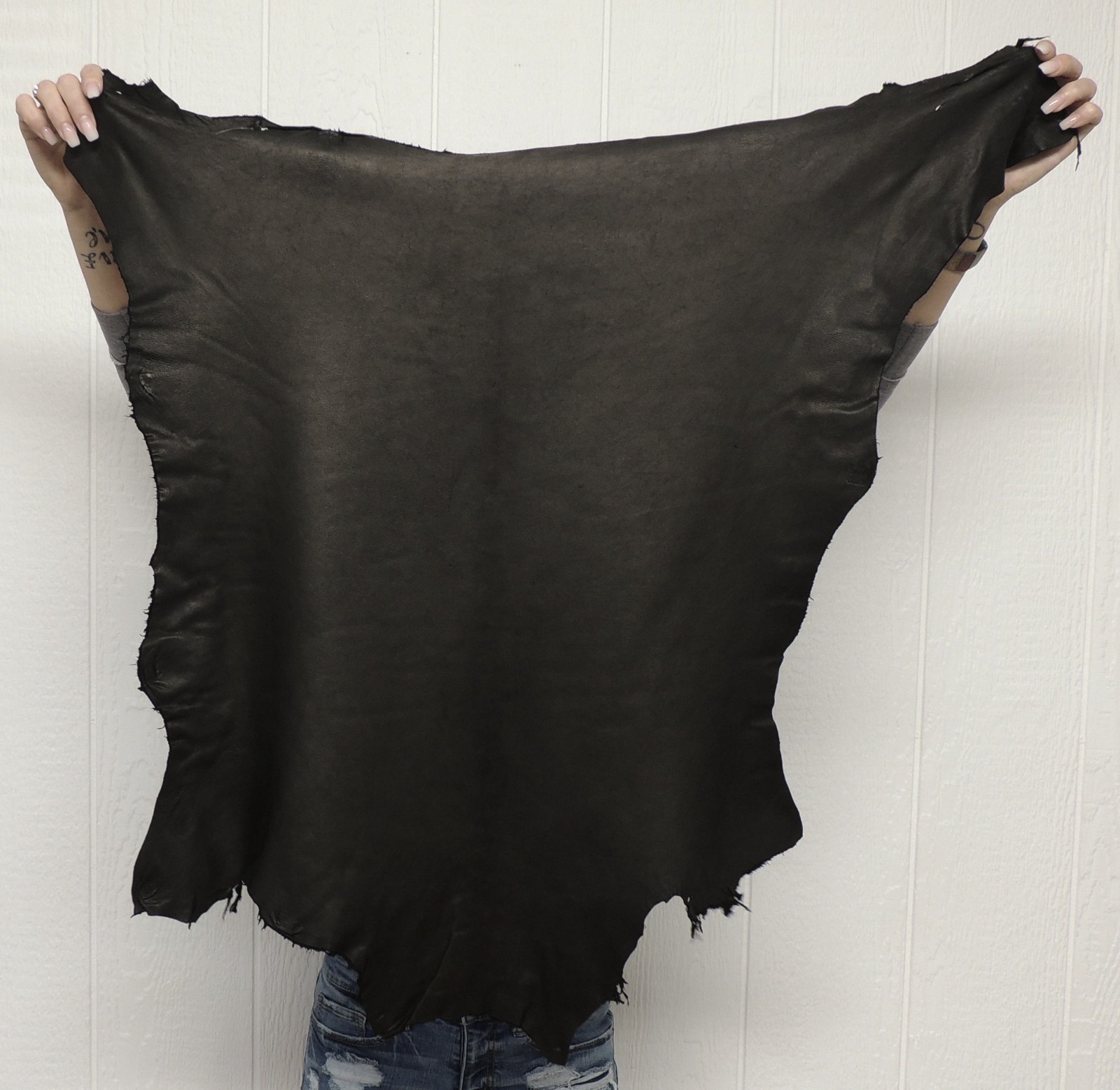Black Full Grain Lambskin Leather Hide Lightweight Garment Sewing Lining Craft