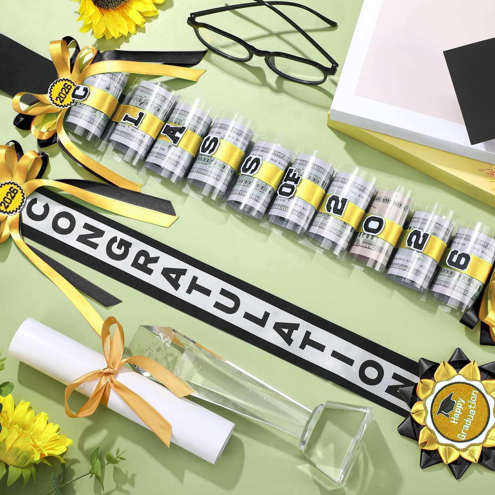 Class Of 2026 Black Gold Double Braided Graduation Money Lei Cash Gifts