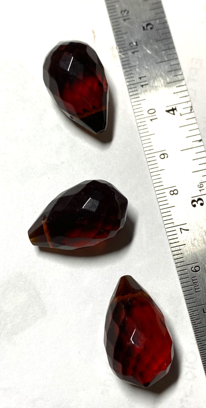 Faceted Briolette Teardrop beads 20mm to 30mm