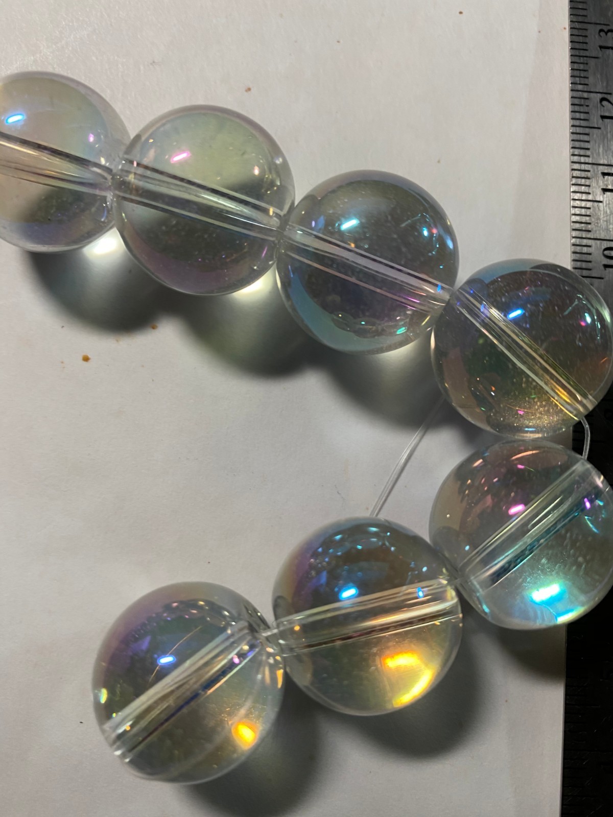 Large Vintage Metallic Rainbow Glass Beads 18mm to 20mm Beads