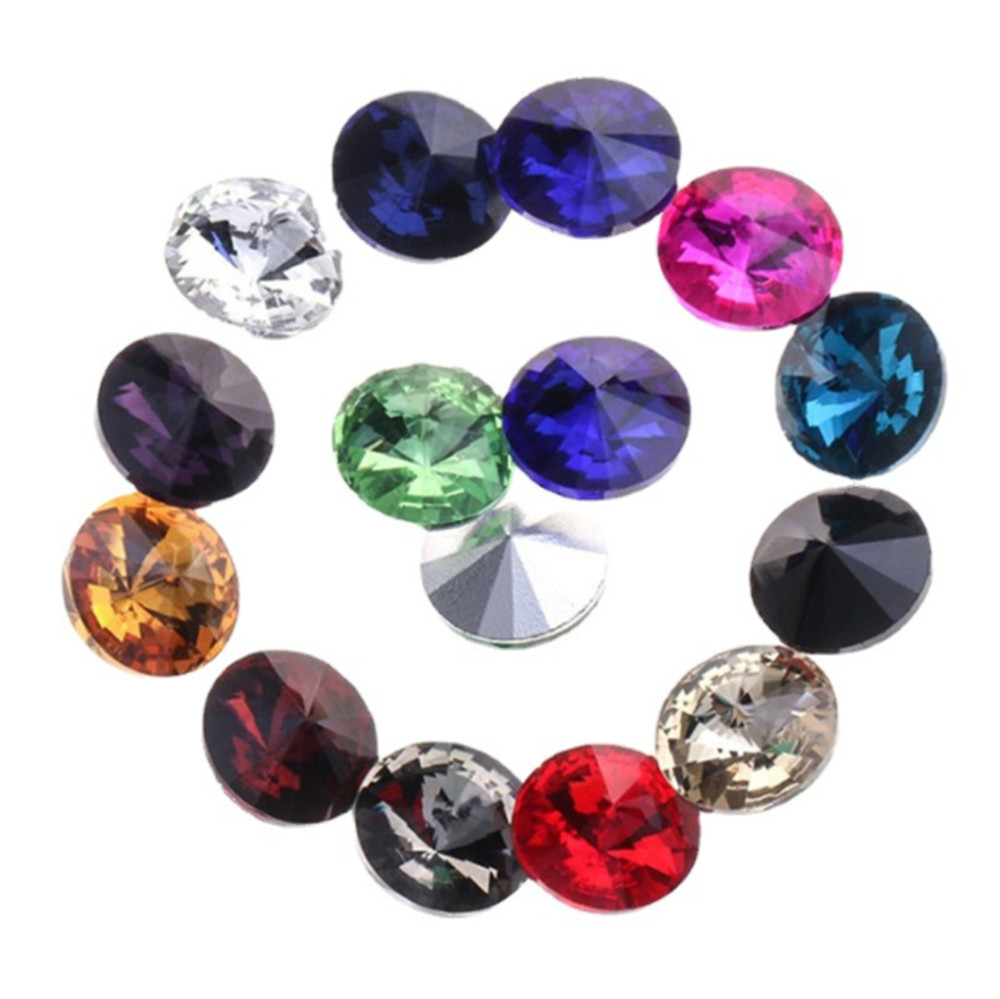 100pcs Glass Crystal Rhinestone Color Rivoli Strass Jewels stones