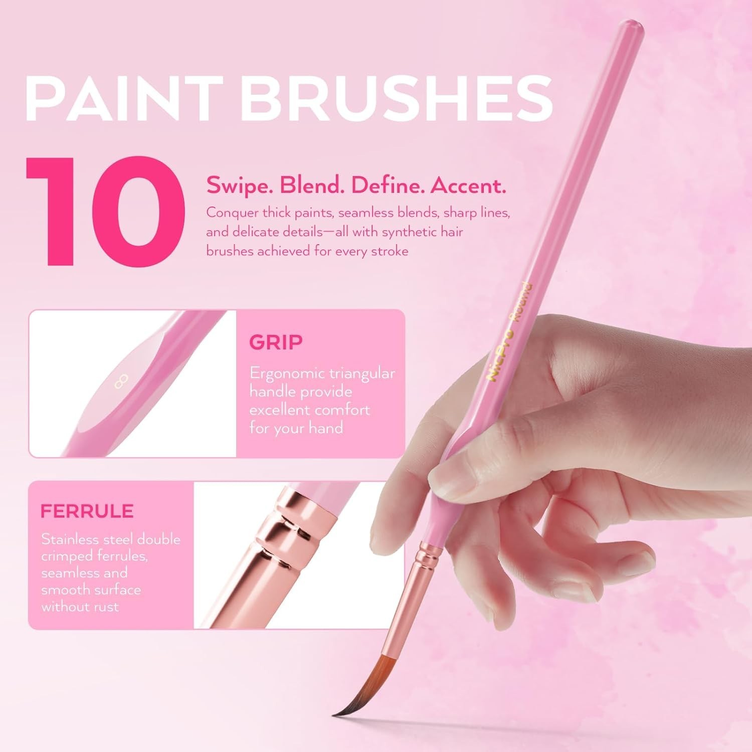10PCS Micro Fine Detail Paint Brush Set, Aesthetic Pastel Small Miniature Fin…