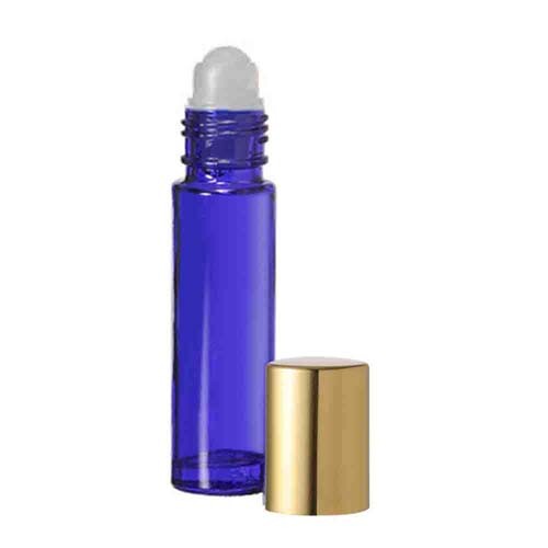 Roll on Essential Oil Bottles 10ml Silver/Gold Cap Glass Perfume 1/3 oz.