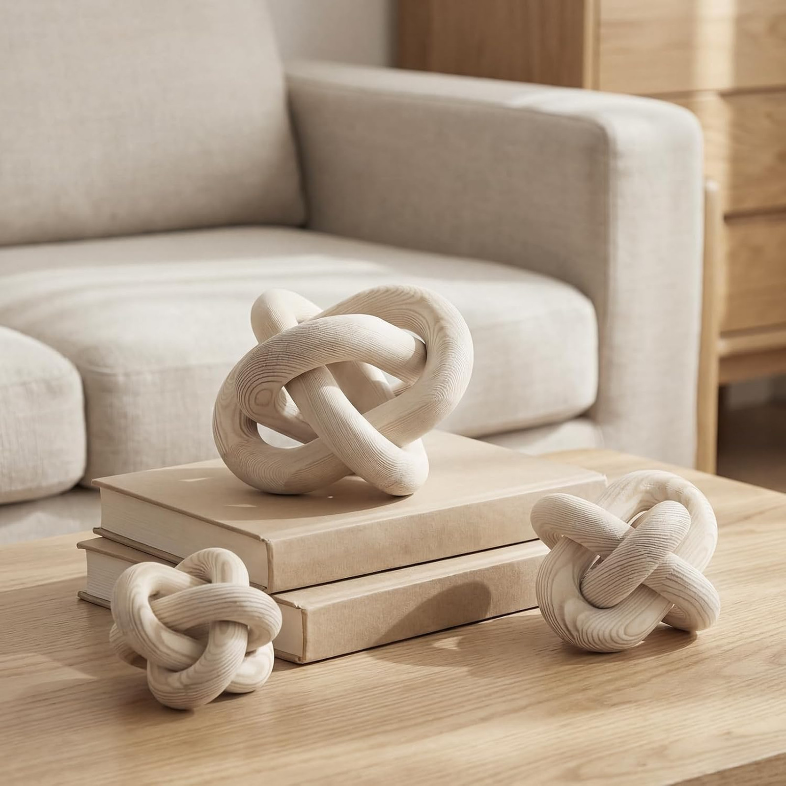 Wood Knot Decor Set of 3, Rustic Farmhouse Accent, Natural Wood, 3 Sizes, Boho