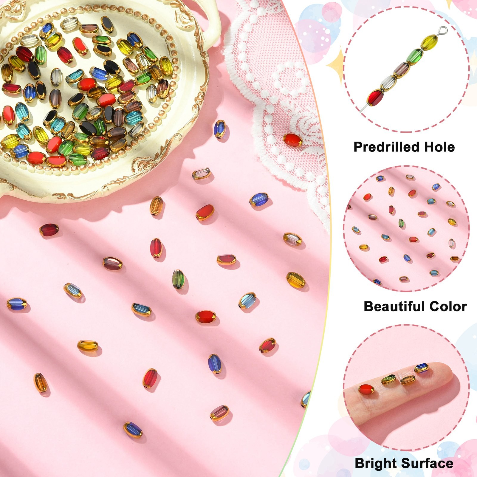 150Pcs Electroplated Glass Beads, Ocean Theme Crystal Beads for Craft DIY