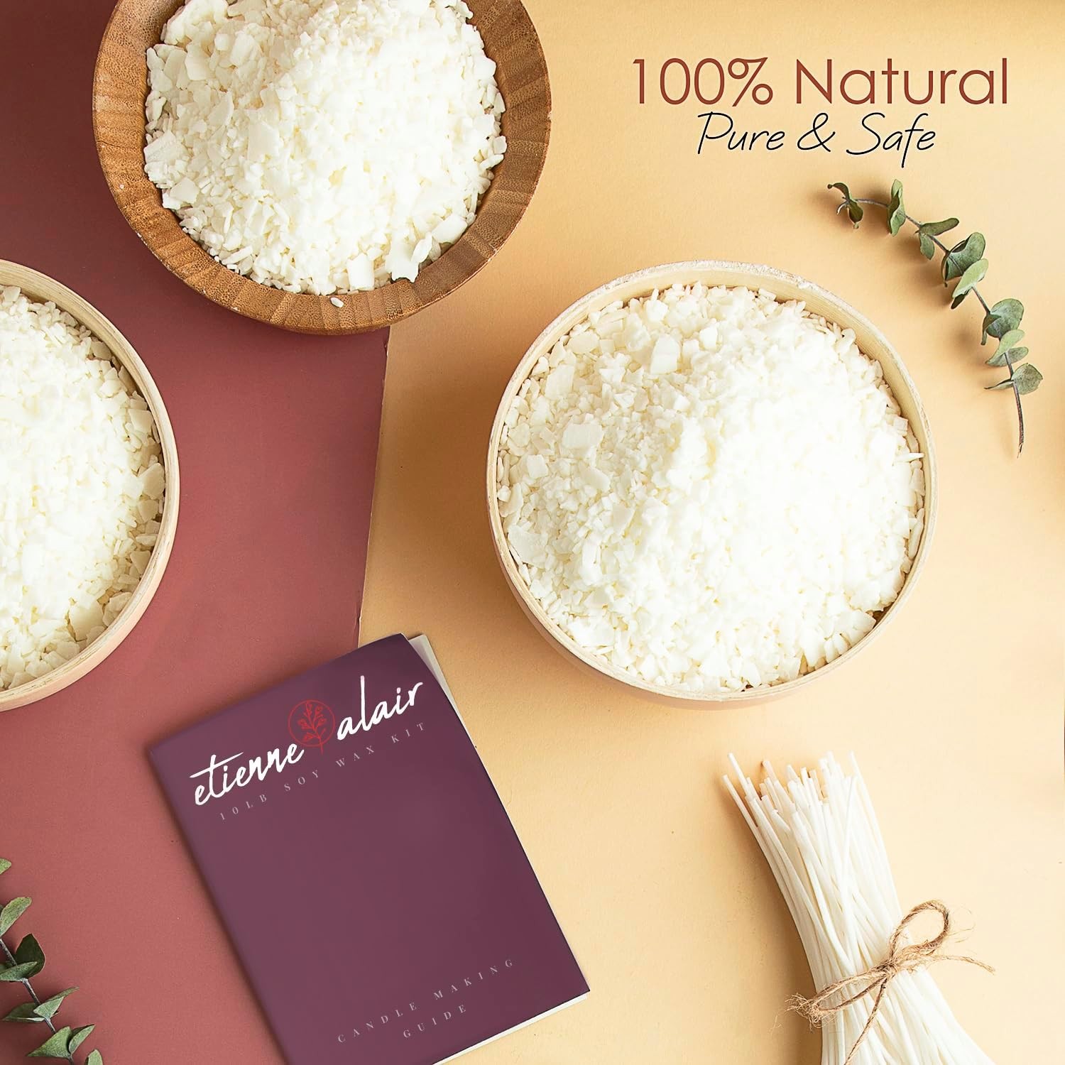 Organic Natural Soy Candle Wax Bulk For Candle Making, 10 lbs Soy Wax Flakes Kit
