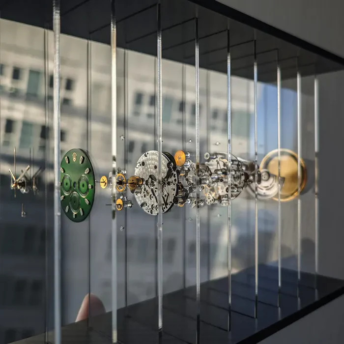 Timeless Transparency™, 3D Disassembled Mechanical Watch Artwork, Golden Cash