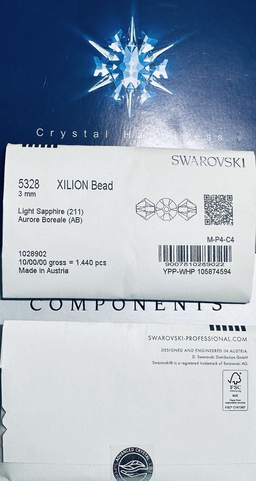 5328 3mm Light Sapphire AB Swarovski Bicone Beads 1440 Pcs. Sealed Pack