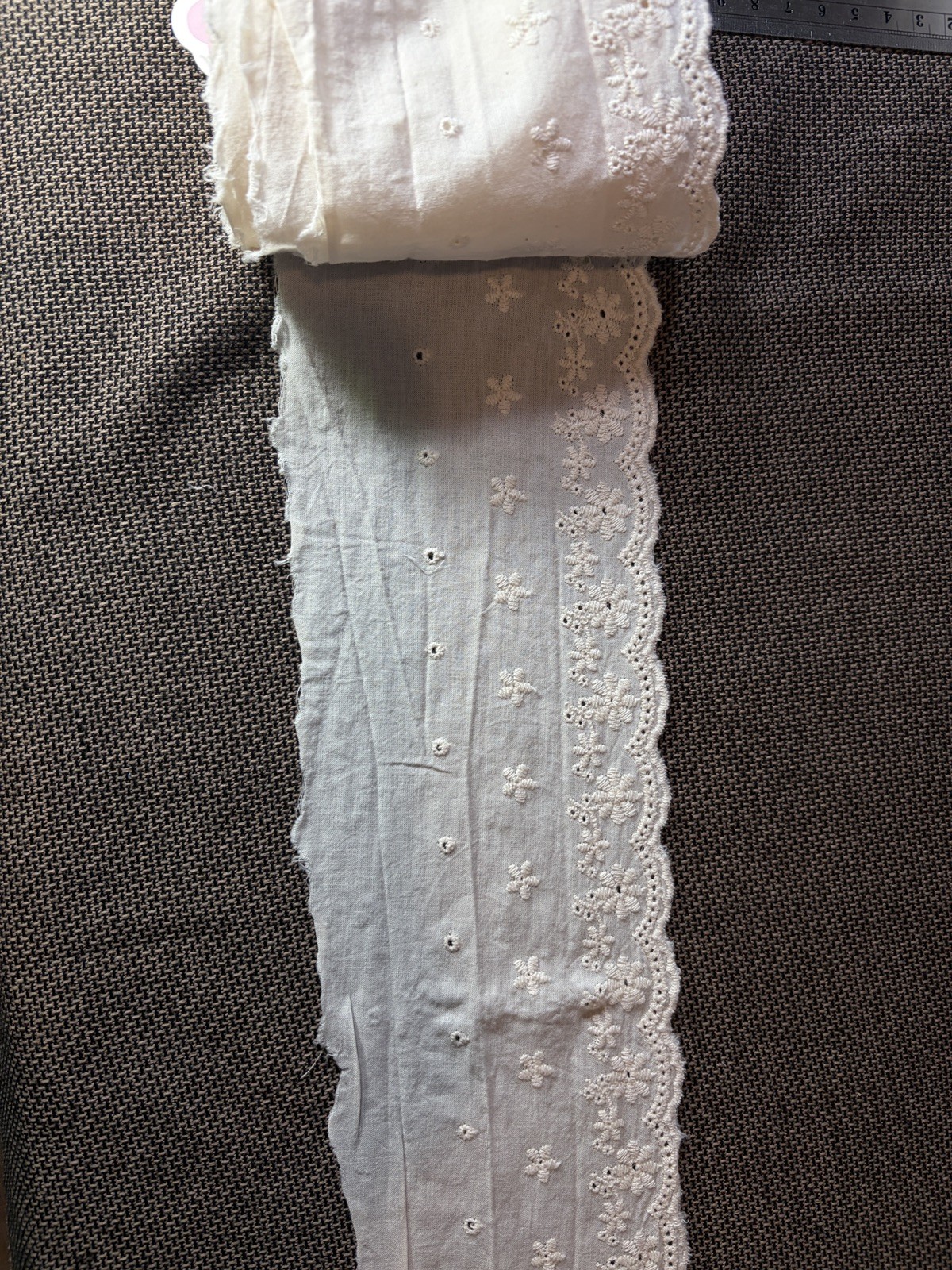 14Yards Cream White 100% Cotton Eyelet Embroidery Lace Trim 4” Wide Floral