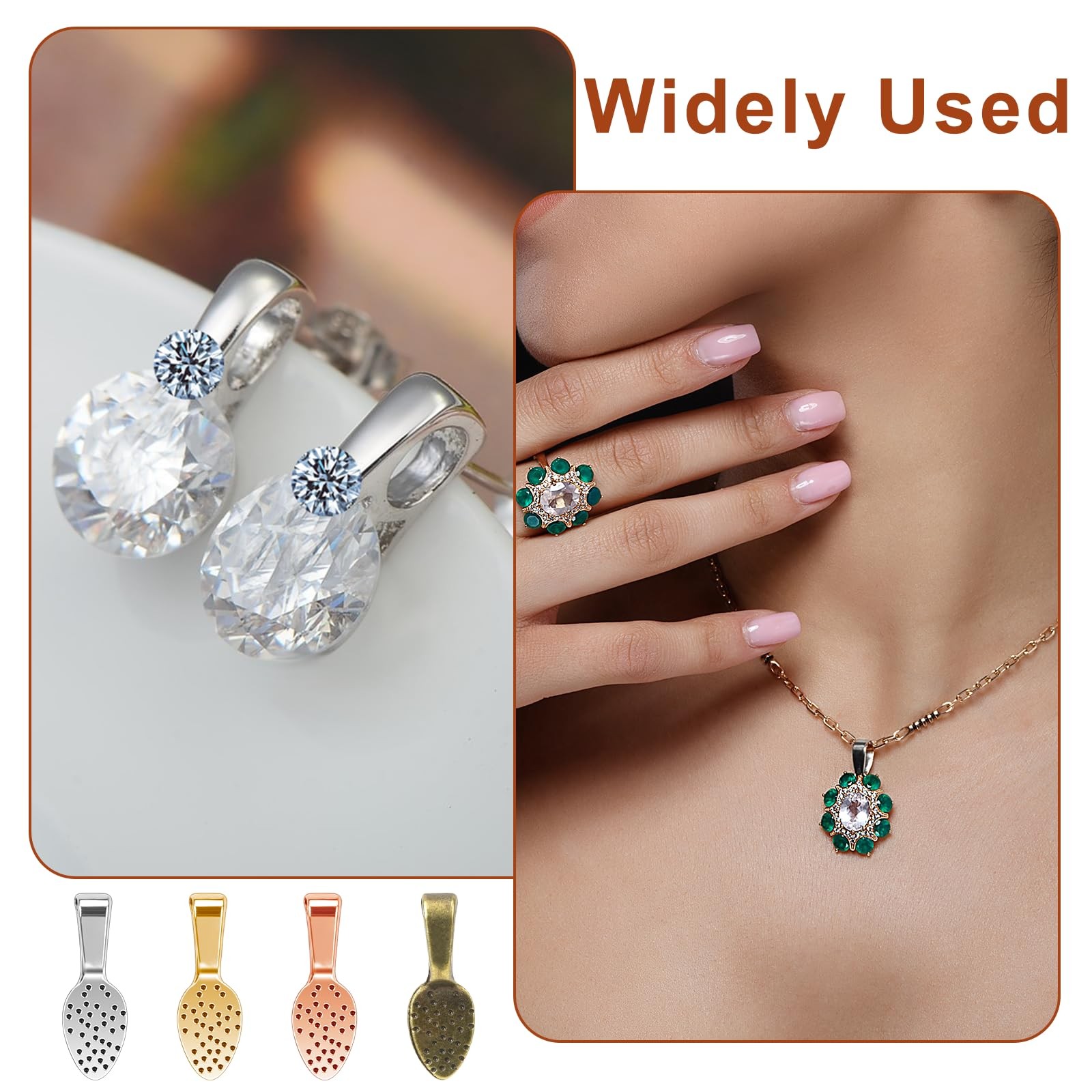 Glue On Pendant Bails Jewelry Findings Oval Necklace Bails 100 Pcs