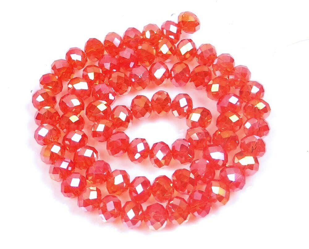 8x6mm AB Siam Red Glass Quartz Faceted Rondelle Beads 16″