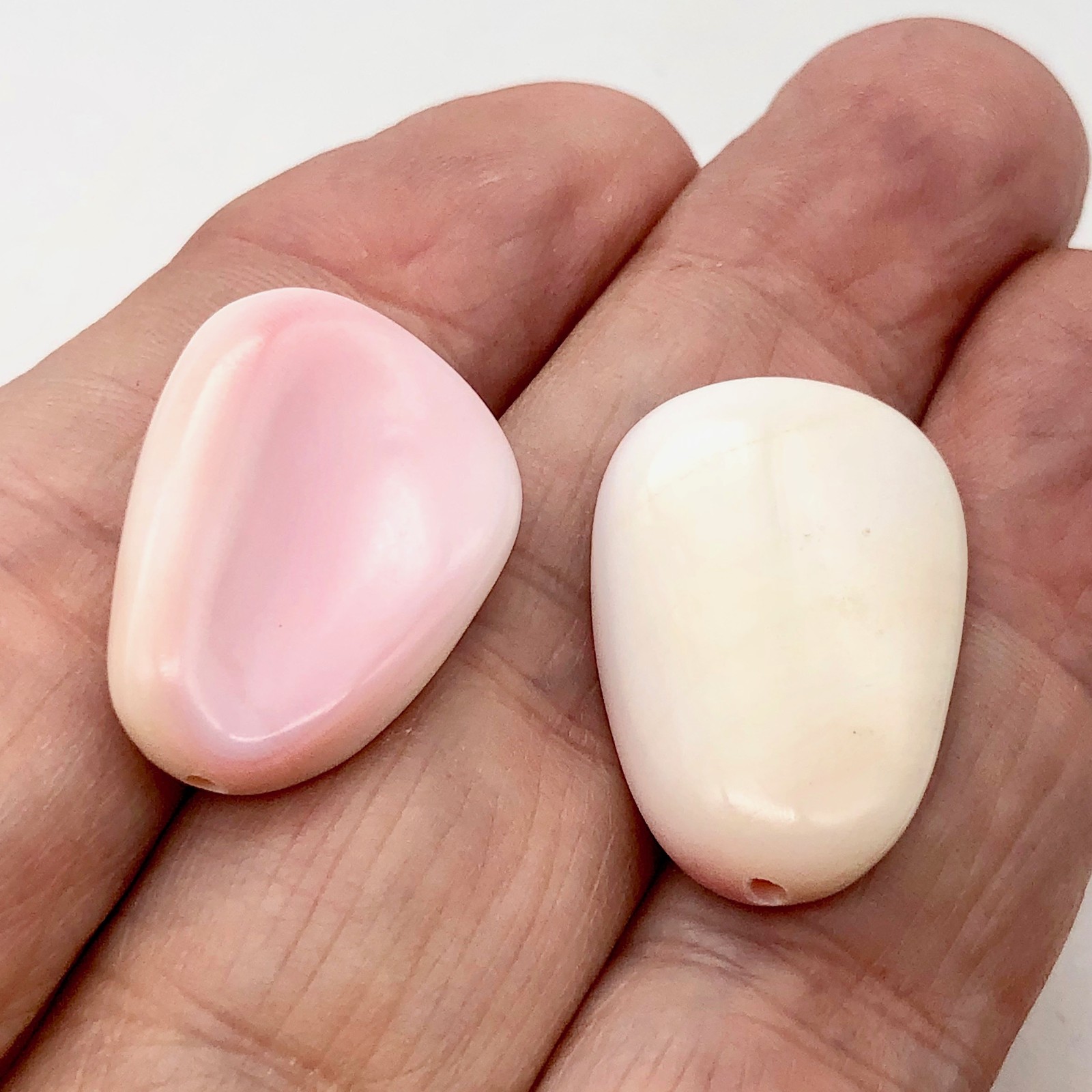 Conch Shell. Pear Shaped | 22x18x6 to 30x20x9mm | Pink White | 2 Bead(s) |