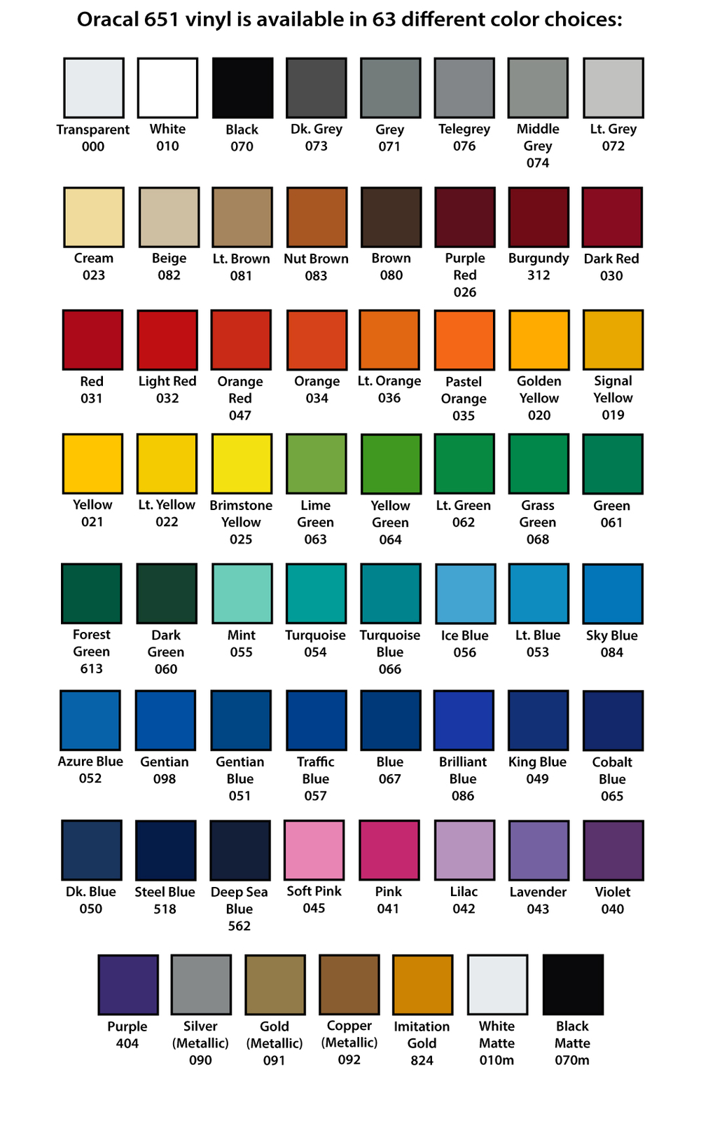 12″ X 10ft – Oracal 651 Intermediate Cal – Craft & Hobby Cutting Vinyl Rolls