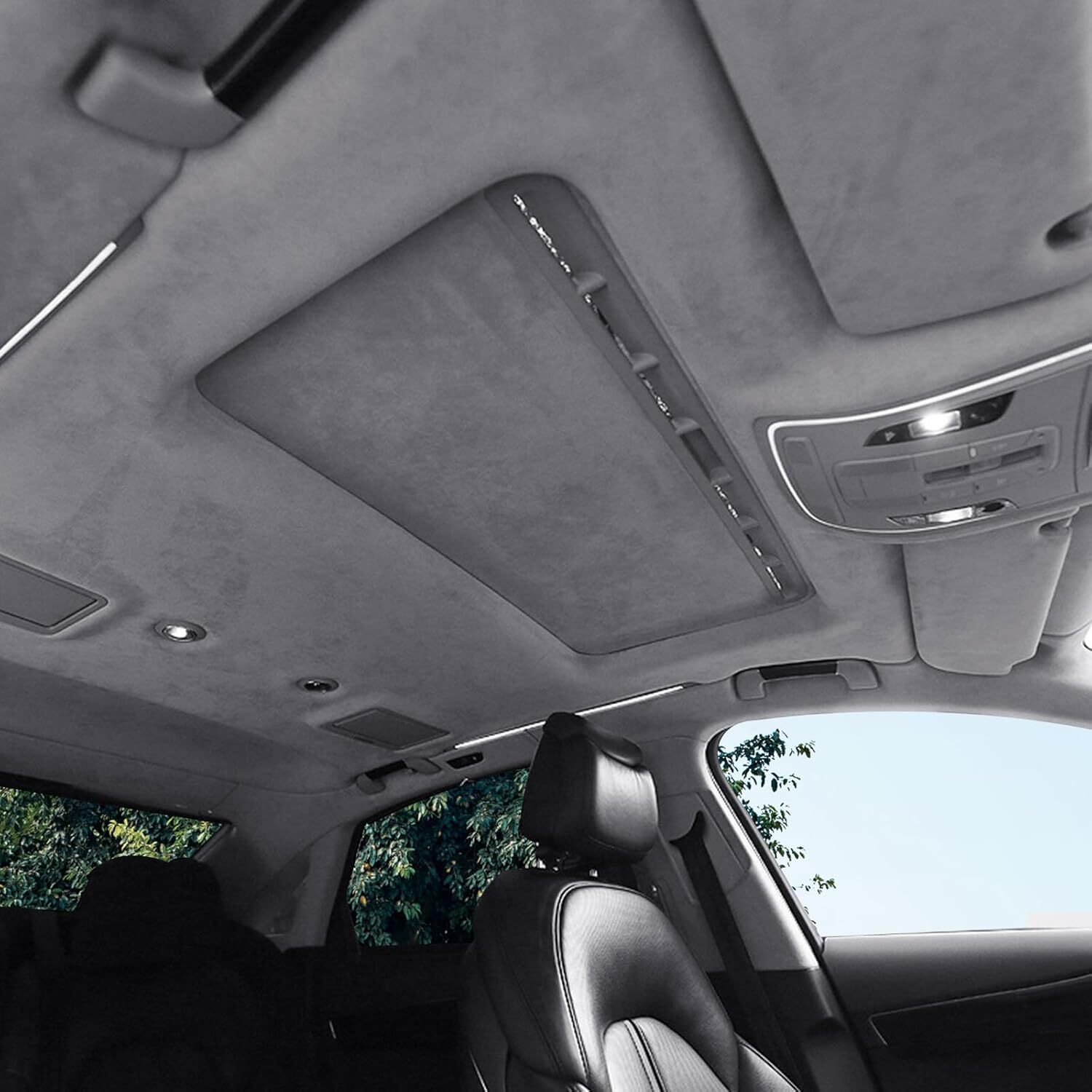Gray Headliner Fabric By the Yard 1/8″ Thick Foam Backed Car Roof Repair Fabric