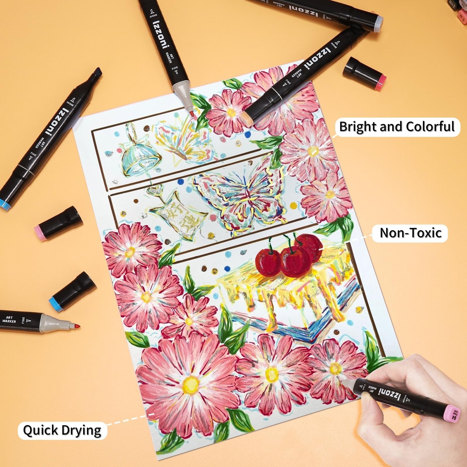 80 Colors Art Drawing Markers Set for Kids Adults Dual Tip Alcohol Markers Gifts