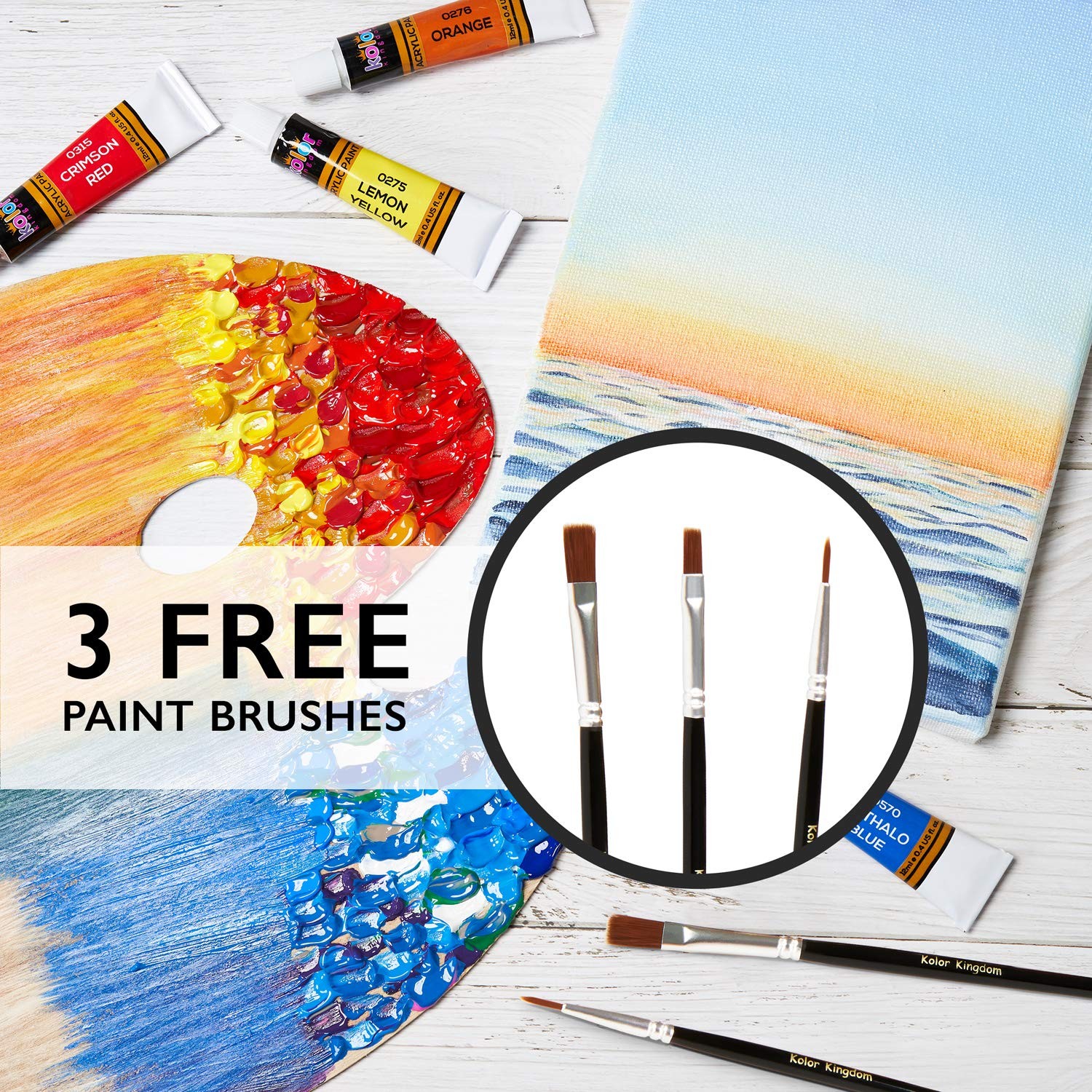Acrylic Paint Set Canvas Art Paints 24 Colors Perfect Paint Finish (0.41oz,12…