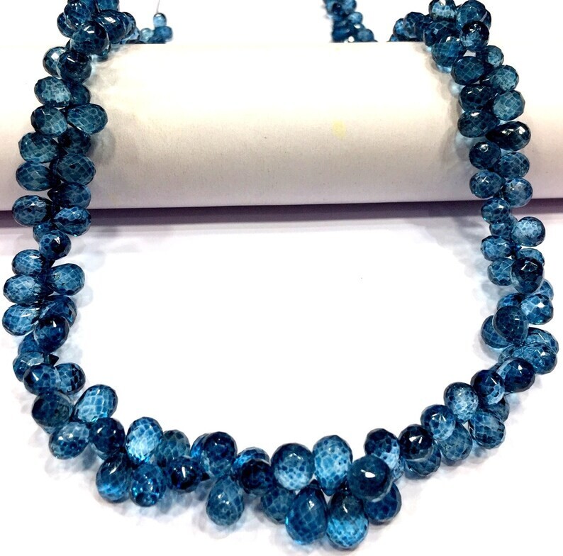 AAA Natural London Topaz Faceted Teardrop Beads Briolettes Coated Gemstone Beads