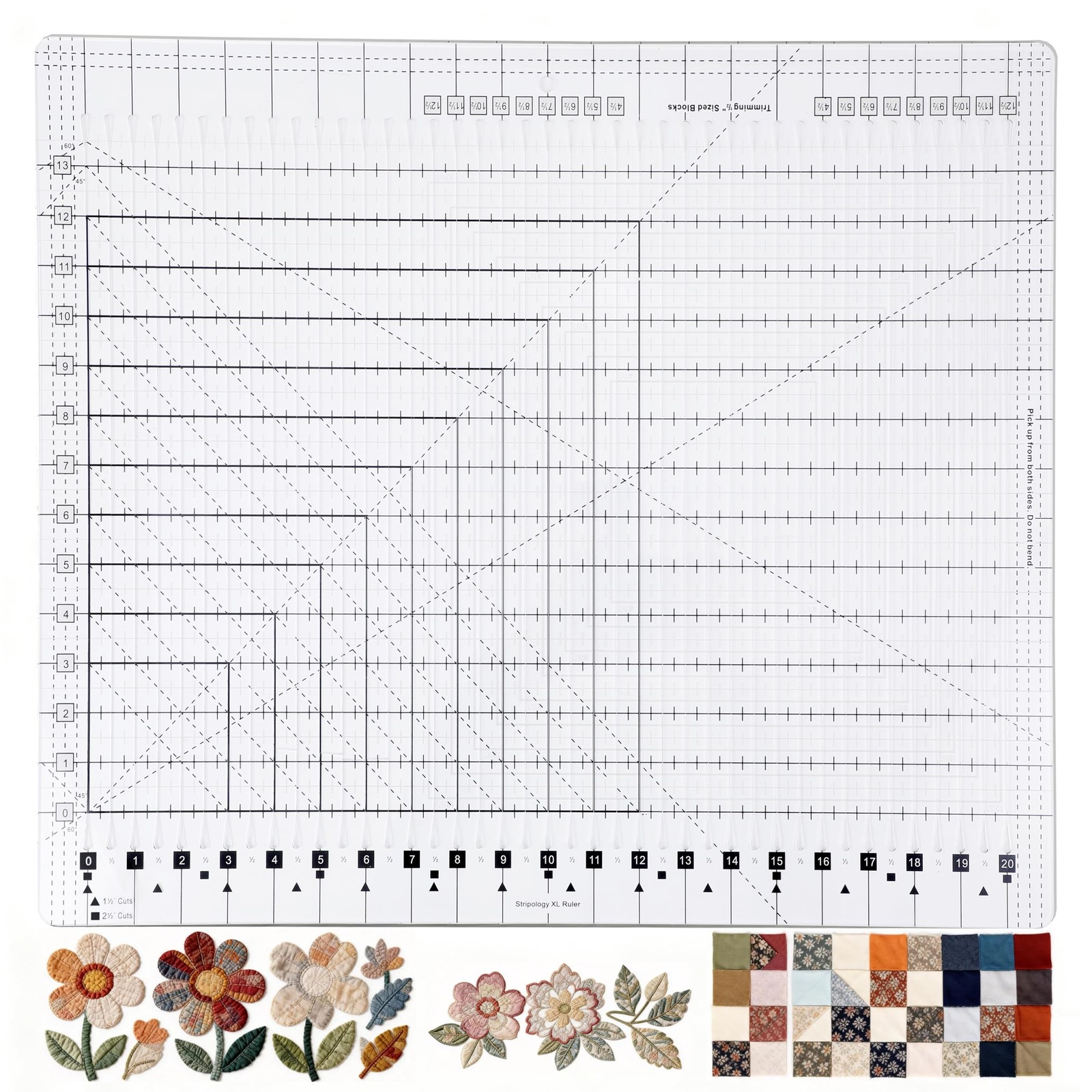 17-3/4 “x 22” XL Slotted Quilting Ruler – Non-Slip Acrylic Template for Pr