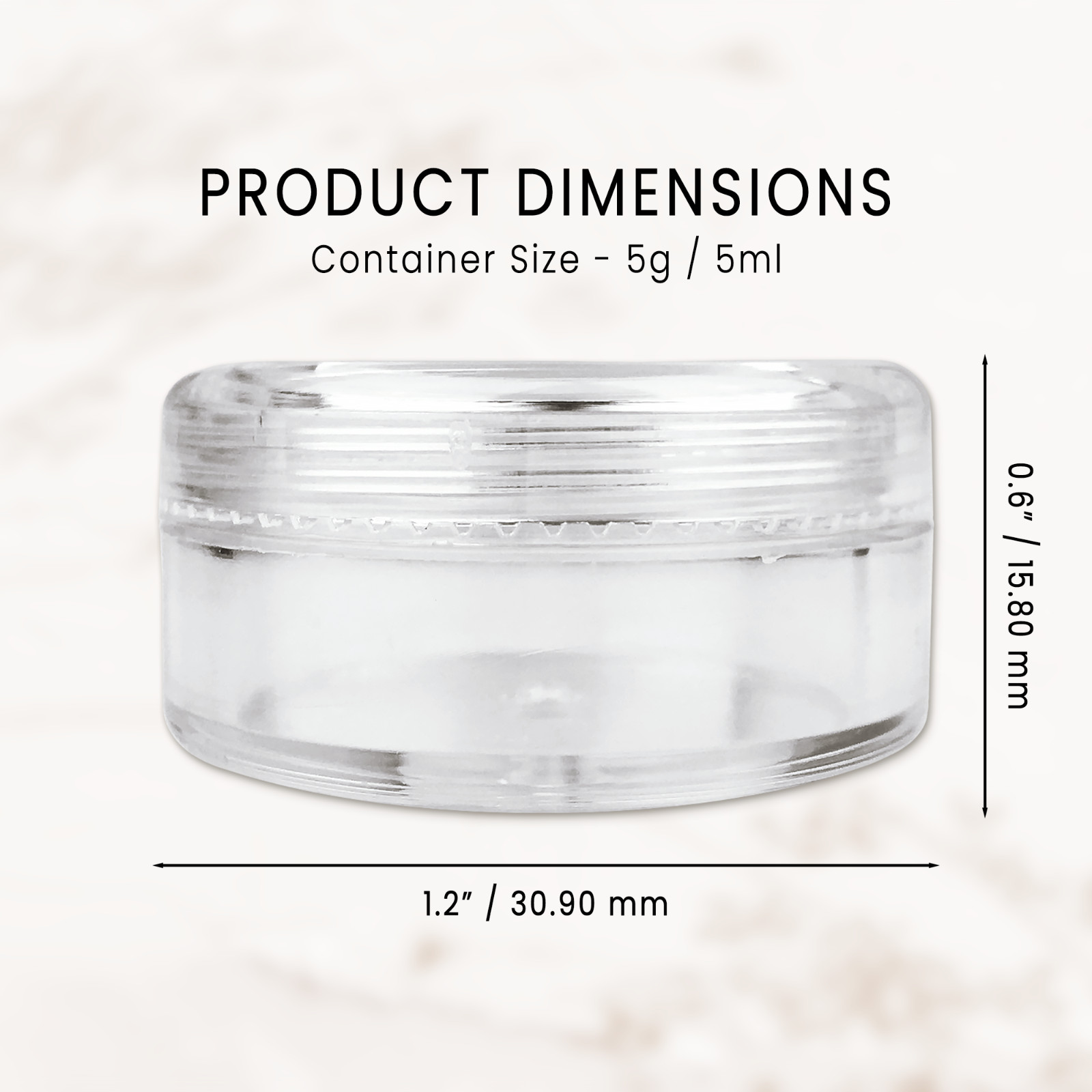 50 Clear Small 5g Grams/mL Plastic Jars for Cosmetic Sample Container Pot Cream