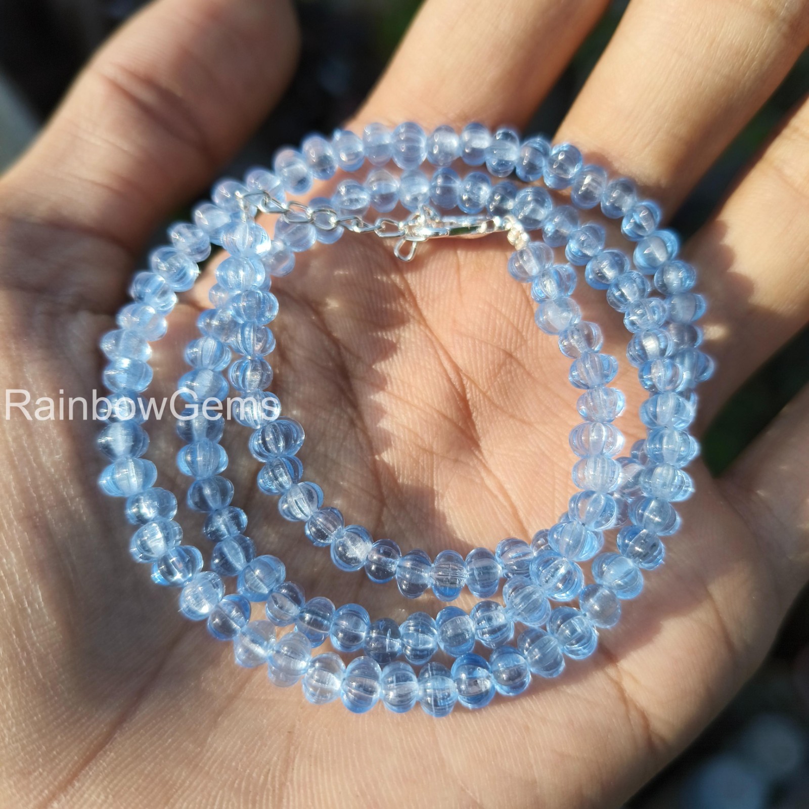 Tanzanite Beaded Necklace | 6mm Faceted Pumpkin Beads | Natural Gemstone Jewelry