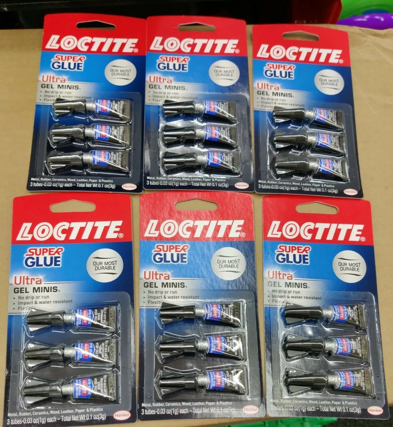6 Pack Loctite Mini Super Glue Ultra Gel 3 Pack No Drip or Run!