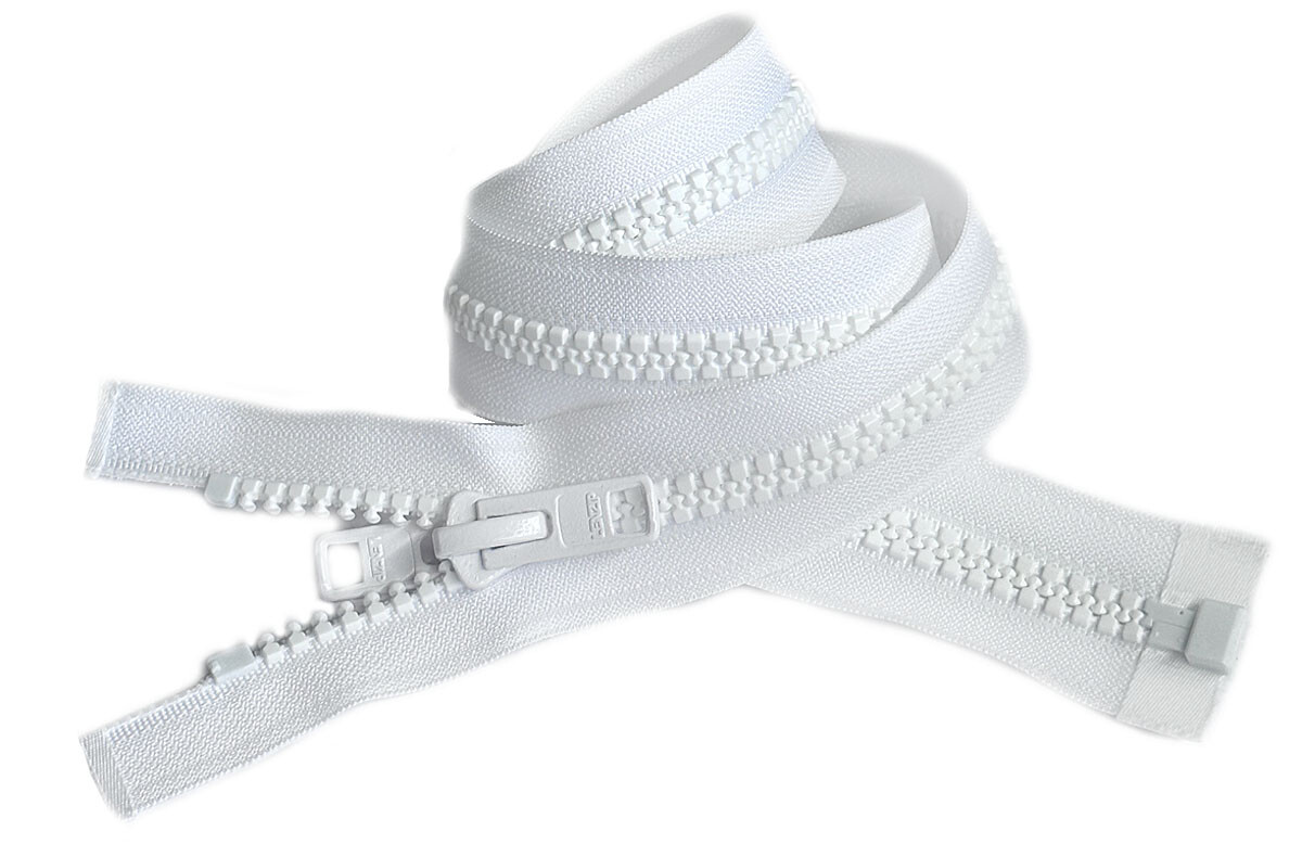 LENZIP #10 132″ – 150″ Plastic Molded Separating Zipper – Double Metal Tab Pull