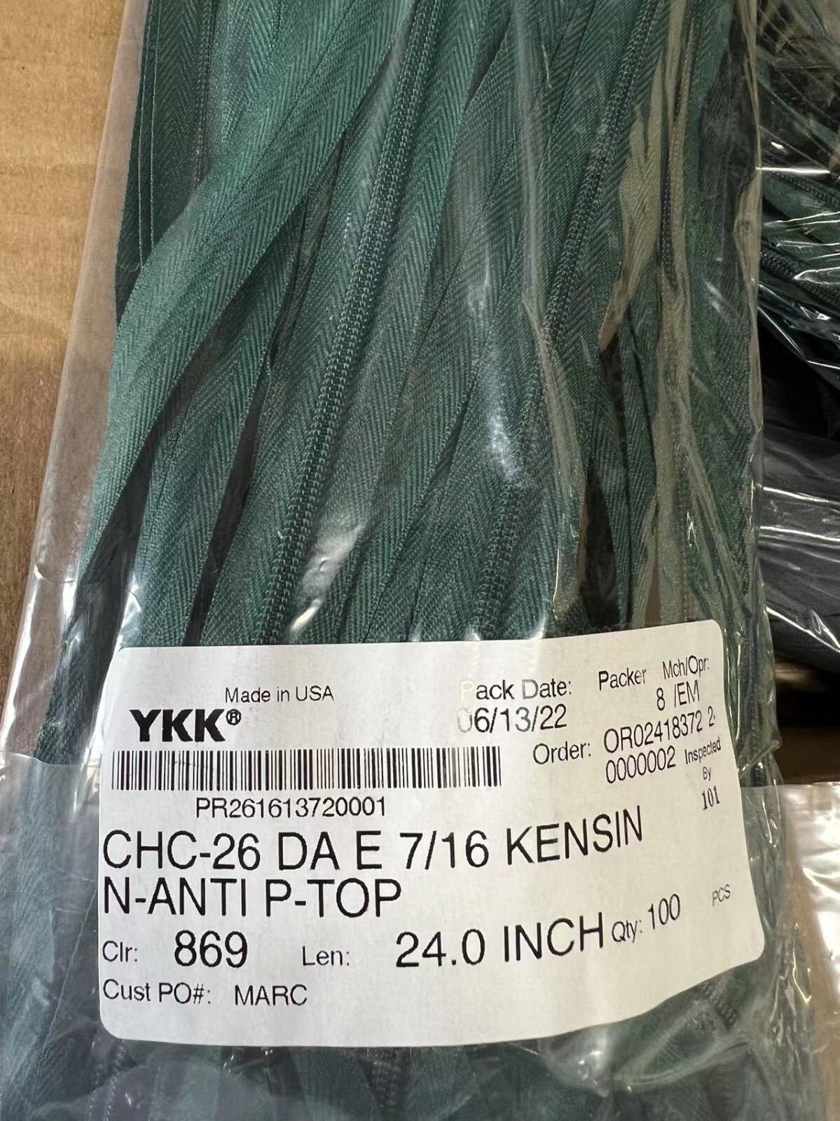 YKK #3 Invisible Nylon Coil Non-Separating (Close End) Zipper 24″ In Length