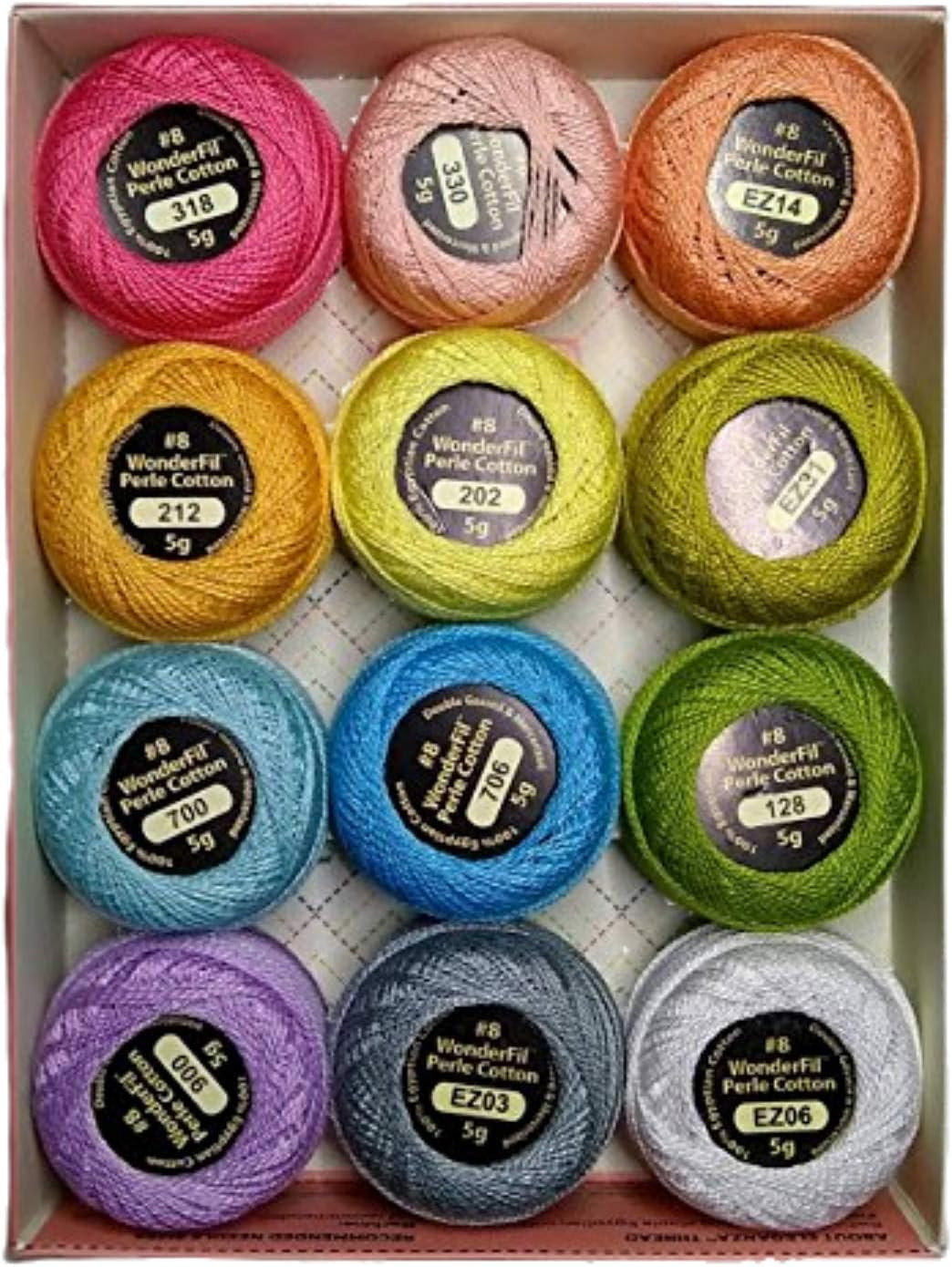 Wonderfil #8 Perle Cotton Embroidery Thread Sampler Collection, “Pastels”