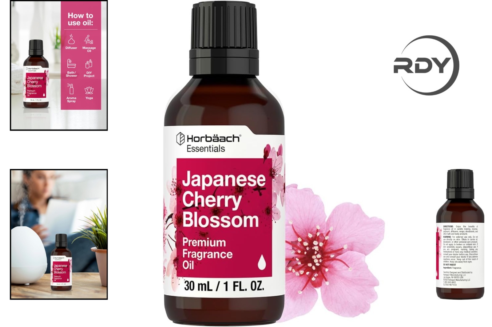 Essential Japanese Cherry Blossom Oil 30ml – Gluten Free Aromatherapy Fragrance