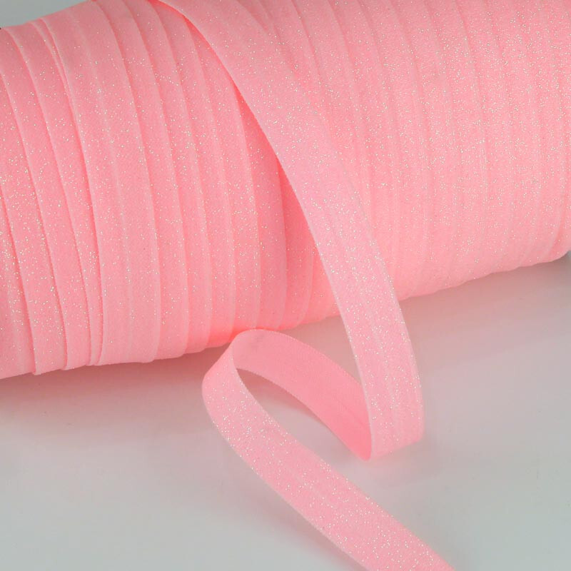 Pink Glitter 5/8″ Fold Over Elastic