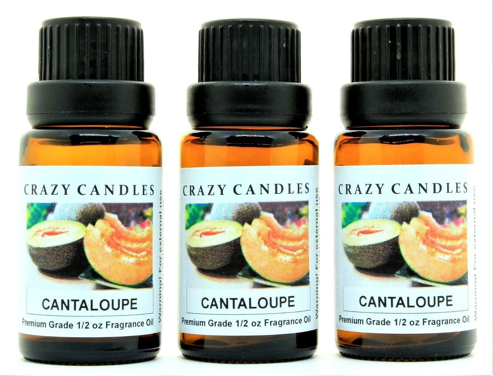 3 Cantaloupe 1/2oz Premium Grade Scented Fragrance Oil Crazy Candles