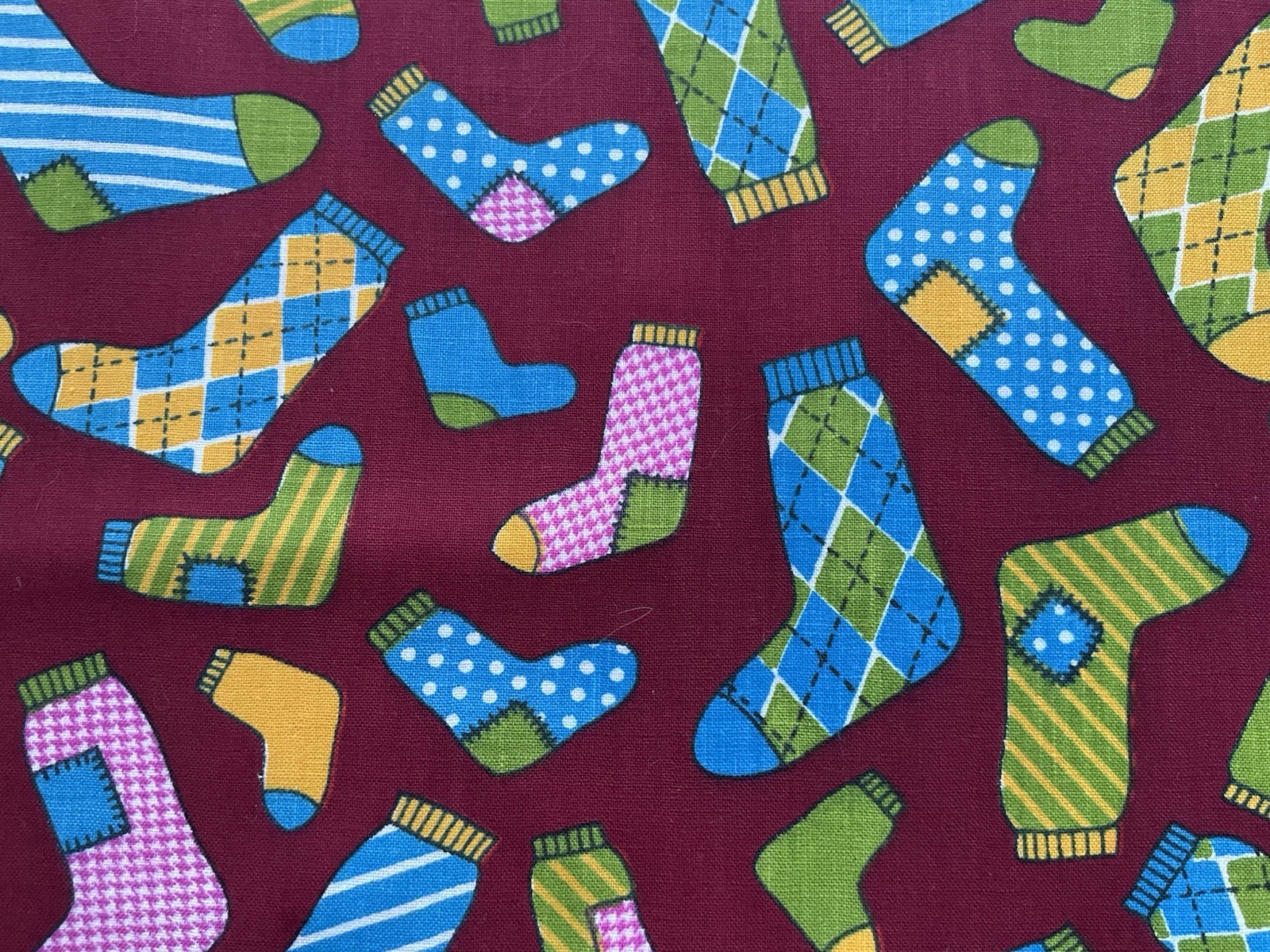 cotton fabric Colorful Socks Red 44″ x 56”209